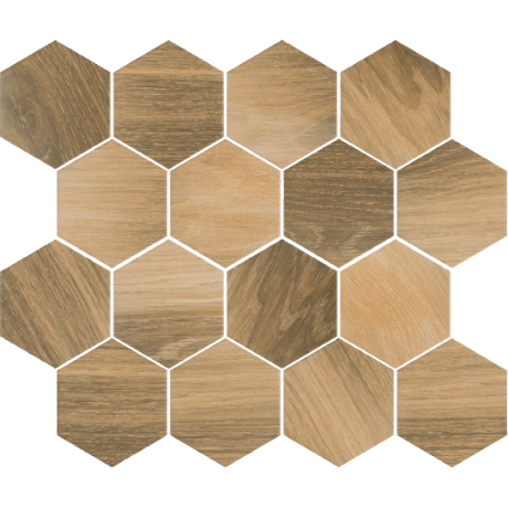 UNIWERSALNA MOZAIKA PRASOWANA WOOD NATURAL MIX HEKSAGON MAT 22X25,5 G.I