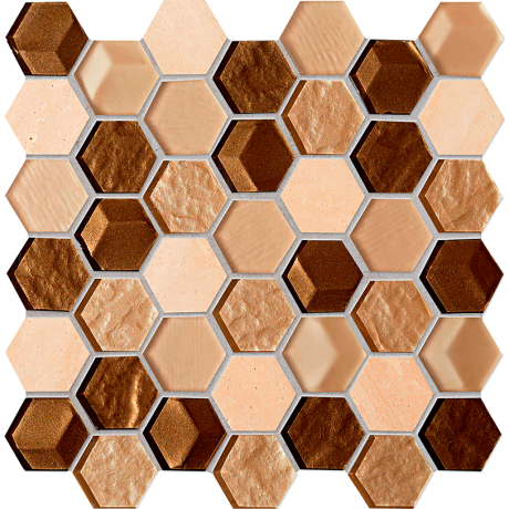 Drops stone brown hex Mozaika ścienna 30x29,8 GAT.I