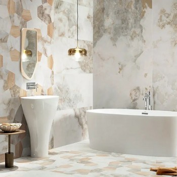 Onice Bianco Wood MAT Dekor gresowy ścienny 28x31 GAT.I